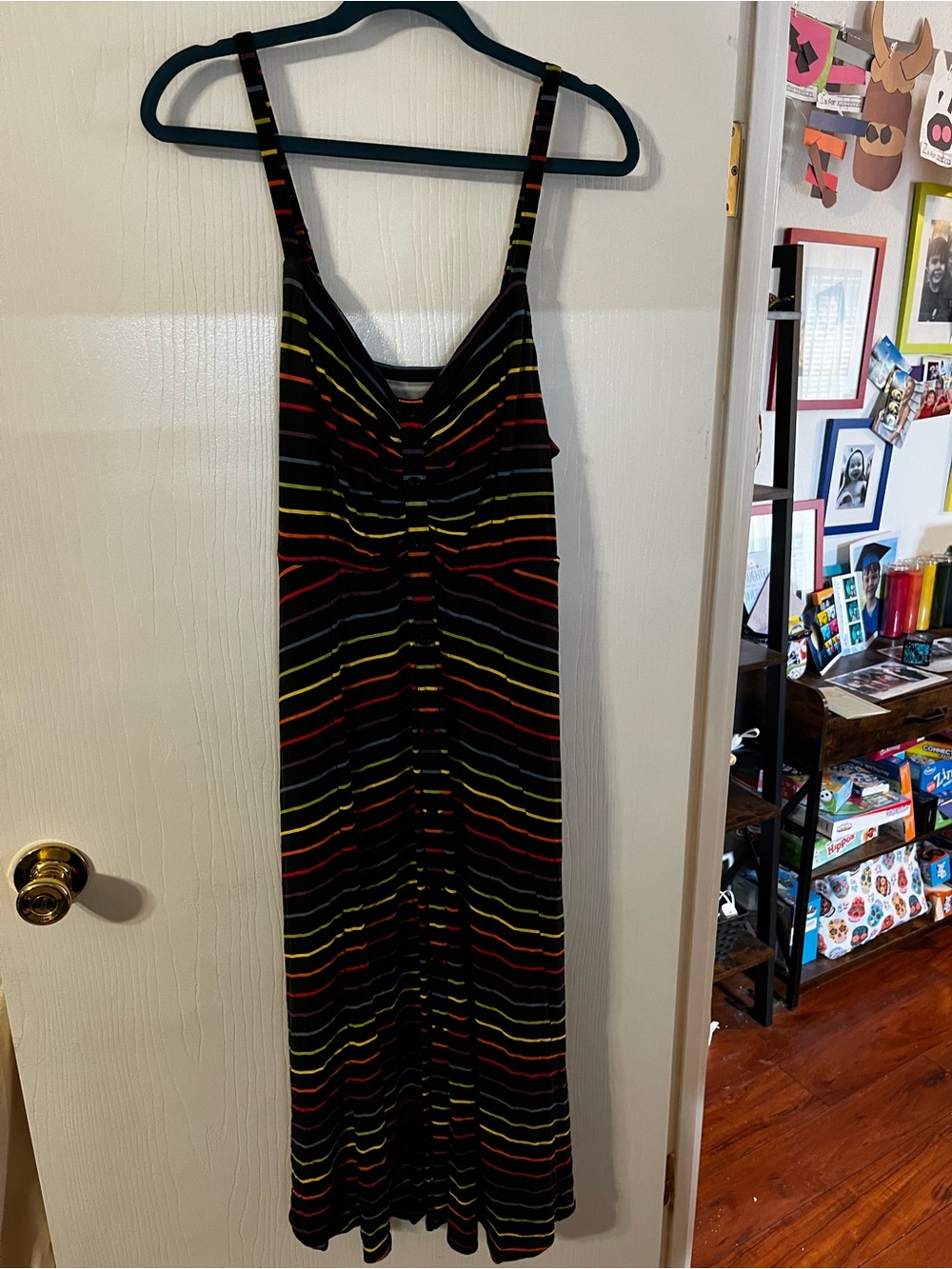 torrid Black Maxi Dress with Red, Yellow & Green Stripes